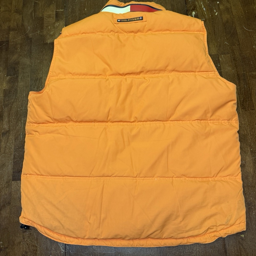 Vtg Tommy Hilfiger Vest Mens XL Navy Orange Reversible Down Puffer Colorblock - Picture 4 of 11